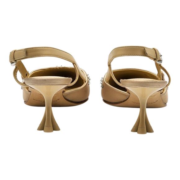 Louis Vuitton Mirage Blossom Slingback Heels Satin Crystals Gold EU 36 US 5.5 - Picture 5 of 10